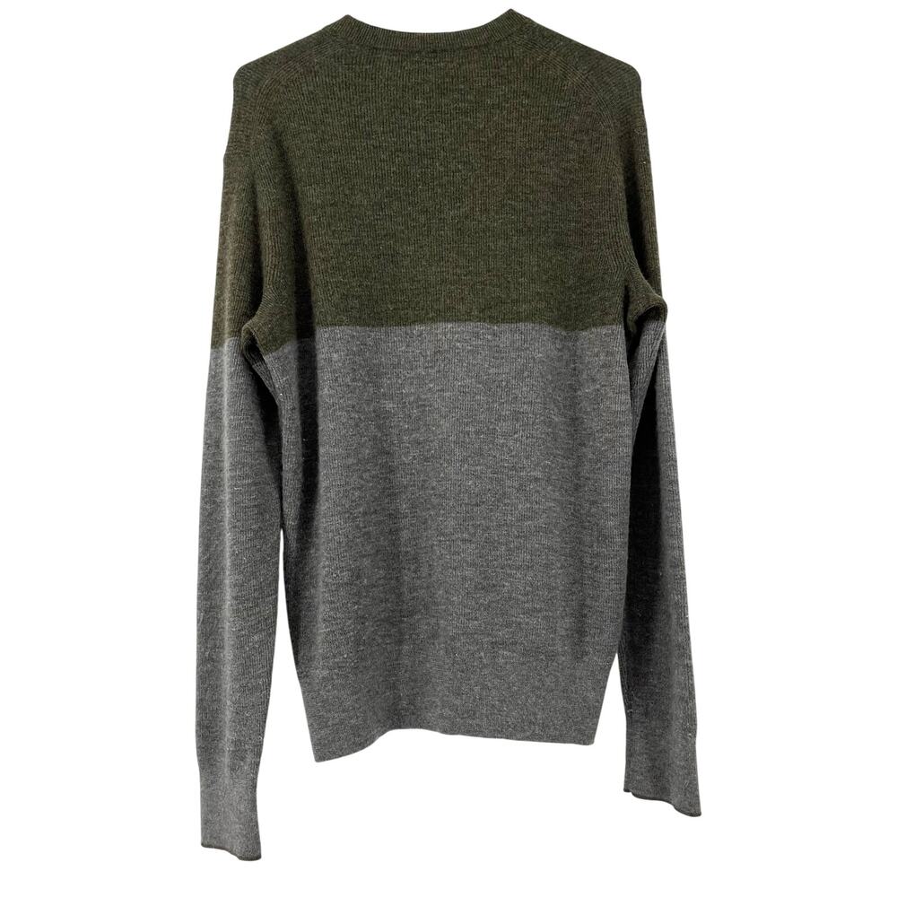 Rag & Bone Olive‎ Green Gray Cashmere Sweater (M) Crew Neck Colorblock